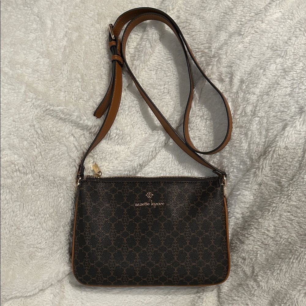 Nanette Lepore Elegant Black and Brown Crossbody Bag
